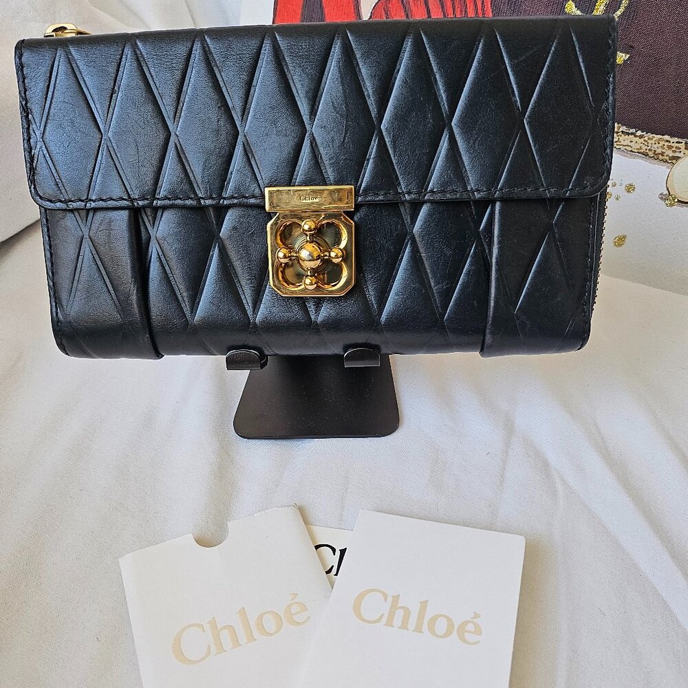EUC Chloe Leather Turnlock Long Elsie Wallet
